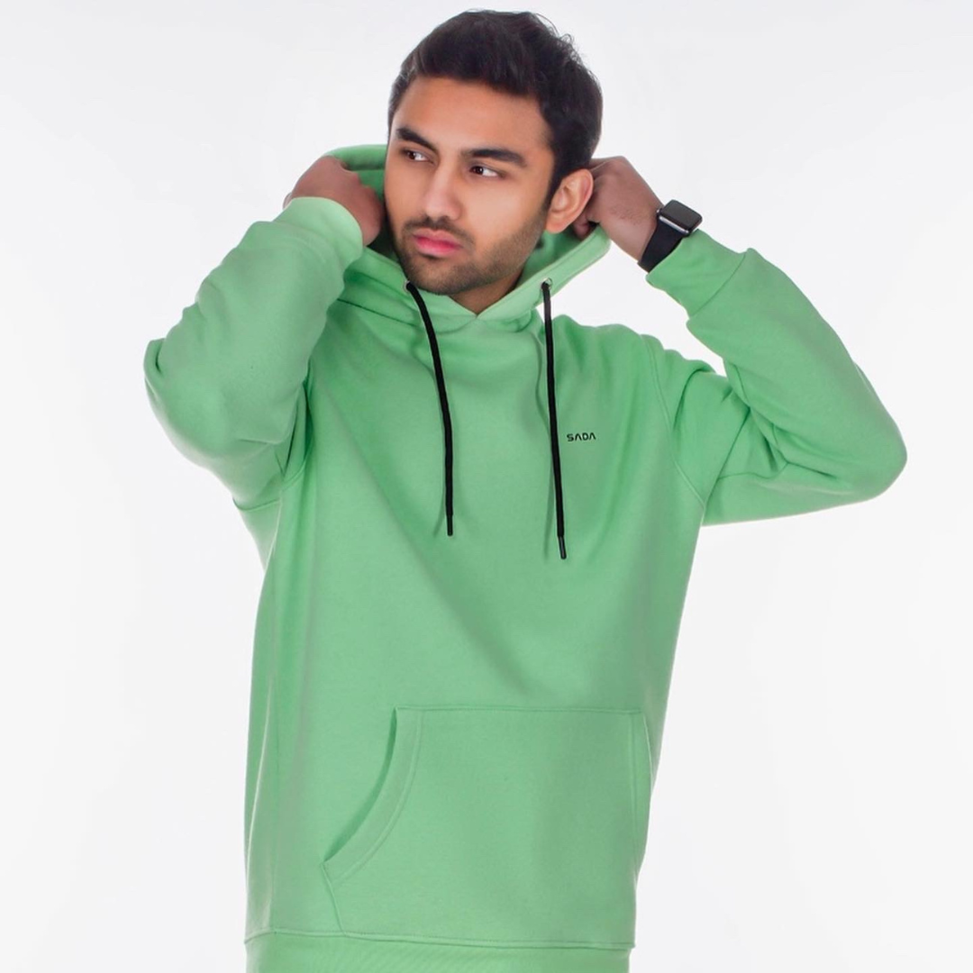 Men Sada Basic Hoodie Light Green